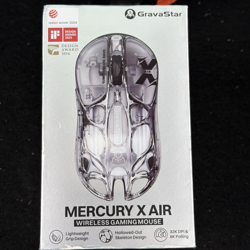 GravaStar Mercury X AIR Wireless Gaming Mouse, 8K Polling, 32K DPI